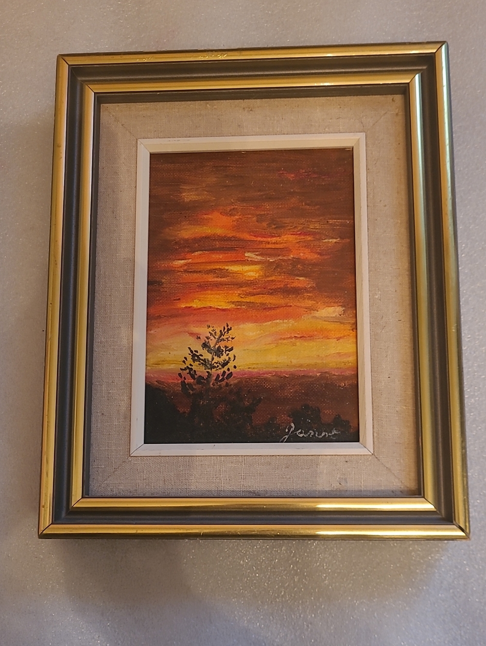 Vintage Picture Frame With Gold Edge And Canvas